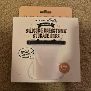 LEGENDAIRY Reusable Silicone Breastmilk Storage Bags - Pearl, 5 Pack